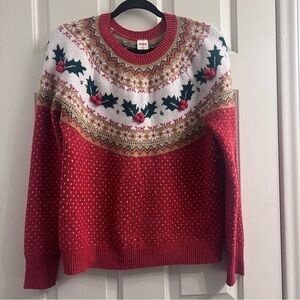 Vintage-Inspired Holiday Sweater | Christmas Sweater Red White Gold Green